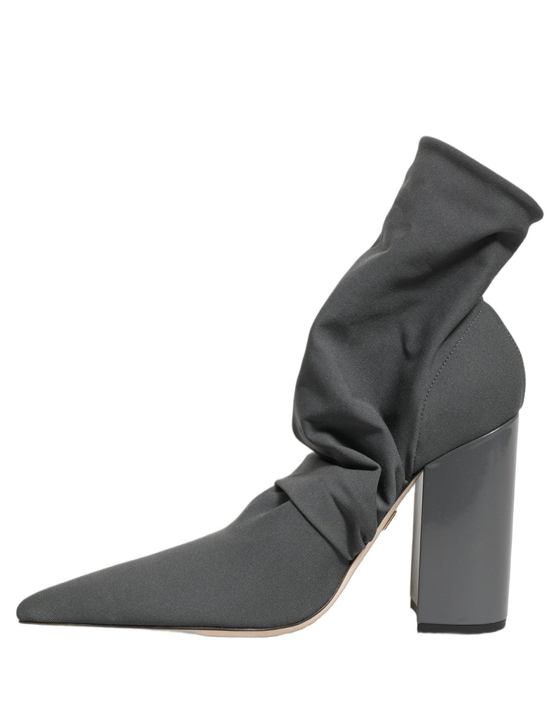 Dolce & Gabbana Gray Stretch Socks Heels Ankle Boots