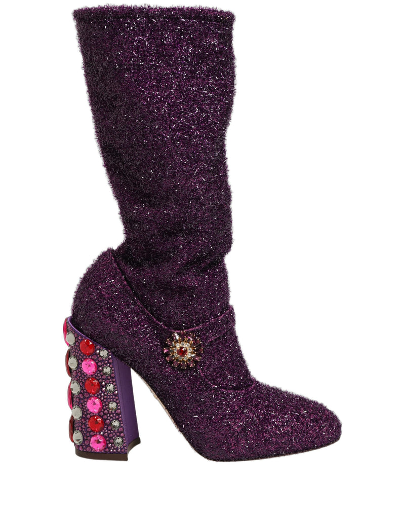 Dolce & Gabbana Purple Crystal Lurex Fantasy Boots