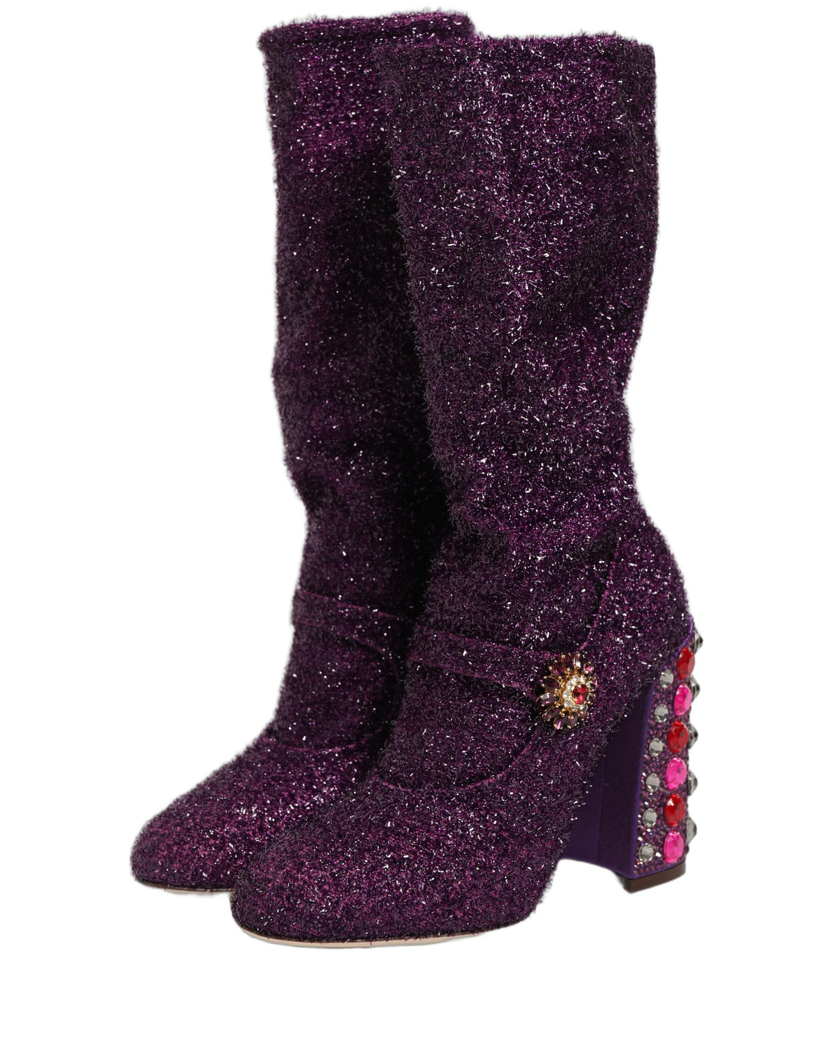 Dolce & Gabbana Purple Crystal Lurex Fantasy Boots