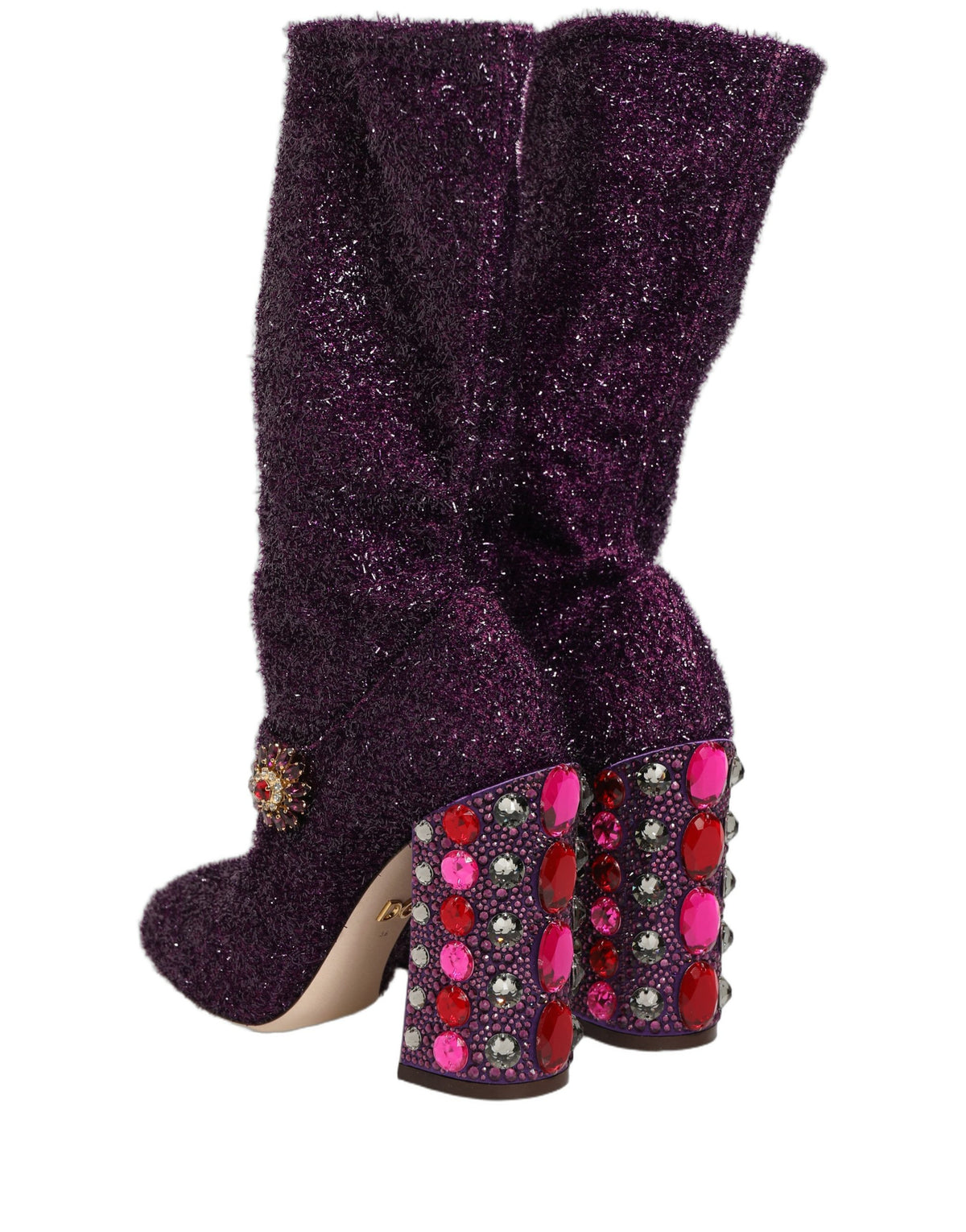 Dolce & Gabbana Purple Crystal Lurex Fantasy Boots