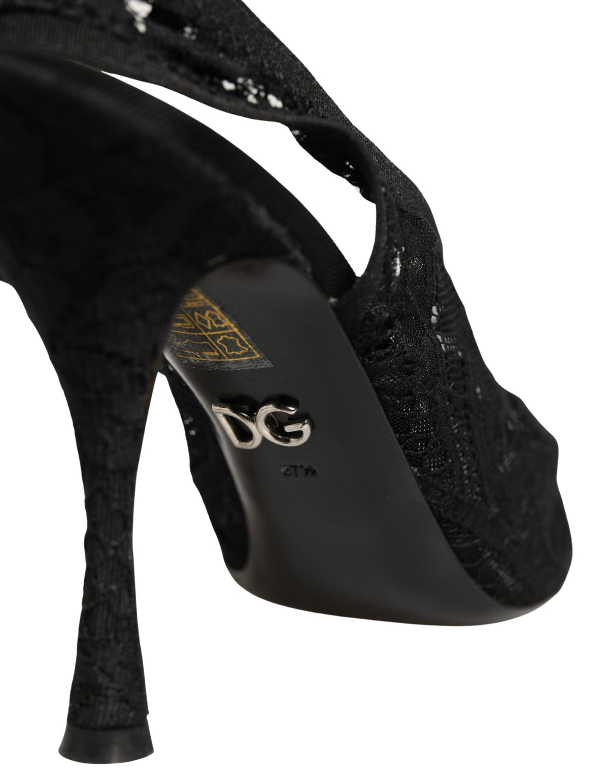 Dolce & Gabbana Black Lace Pointed Toe Slingback Pumps