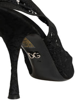 Dolce & Gabbana Black Lace Pointed Toe Slingback Pumps