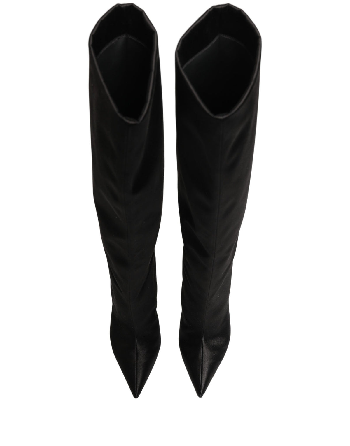Dolce & Gabbana Black Satin Knee High Stiletto Boots