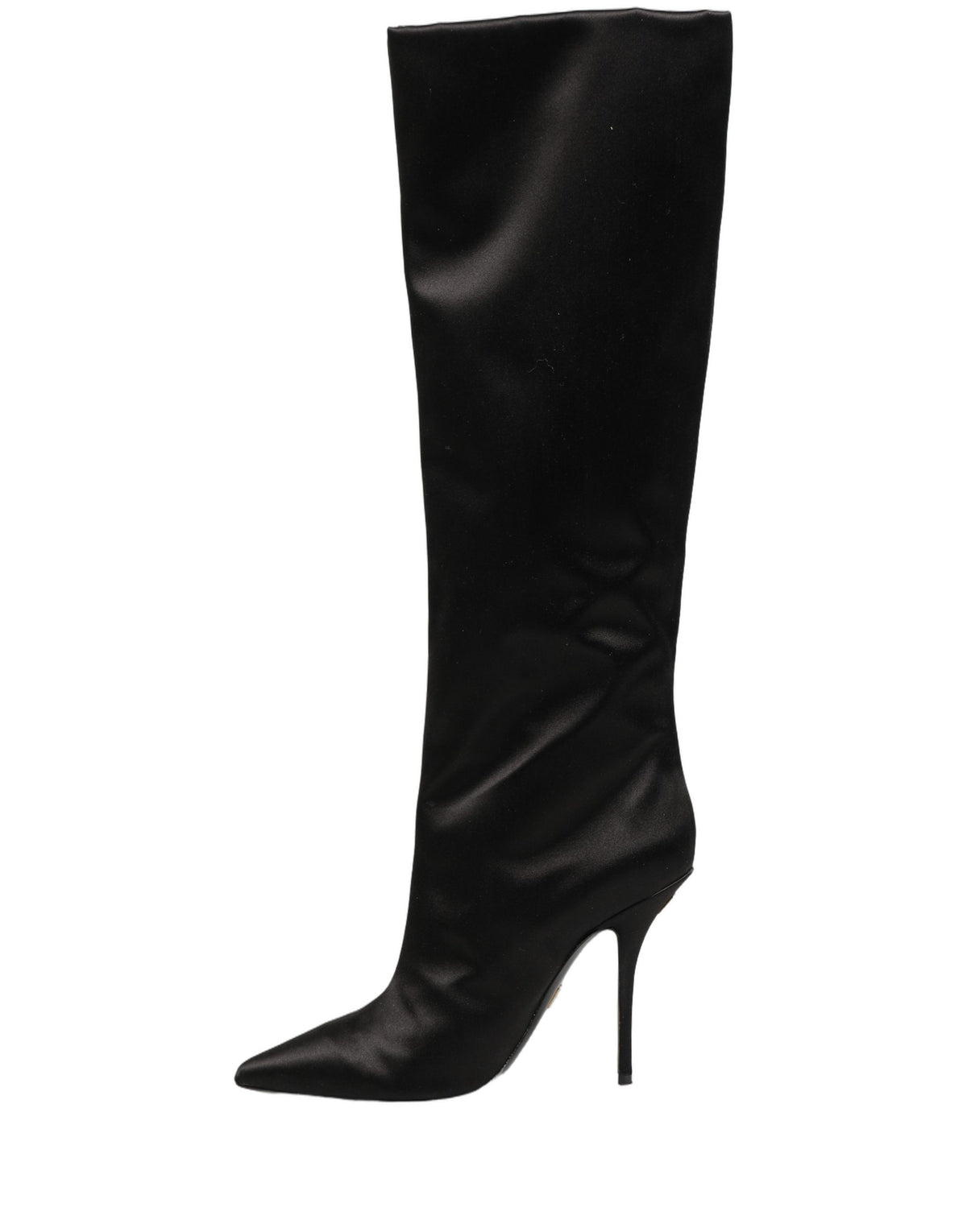 Dolce & Gabbana Black Satin Knee High Stiletto Boots