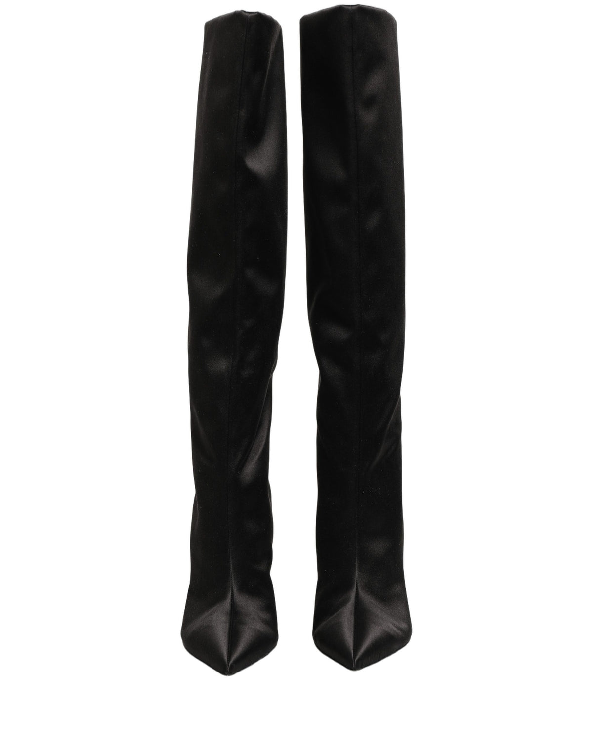 Dolce & Gabbana Black Satin Knee High Stiletto Boots