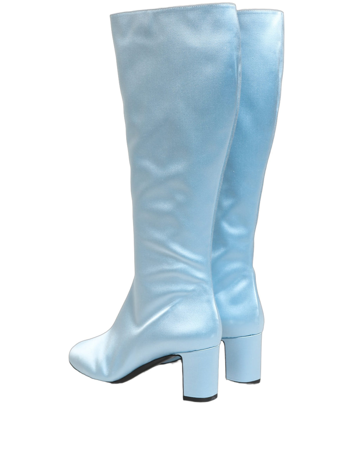 Dolce & Gabbana Light Blue Satin Knee High Boots
