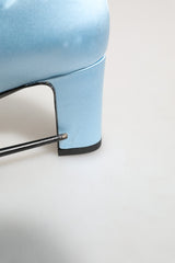 Dolce & Gabbana Light Blue Satin Knee High Boots