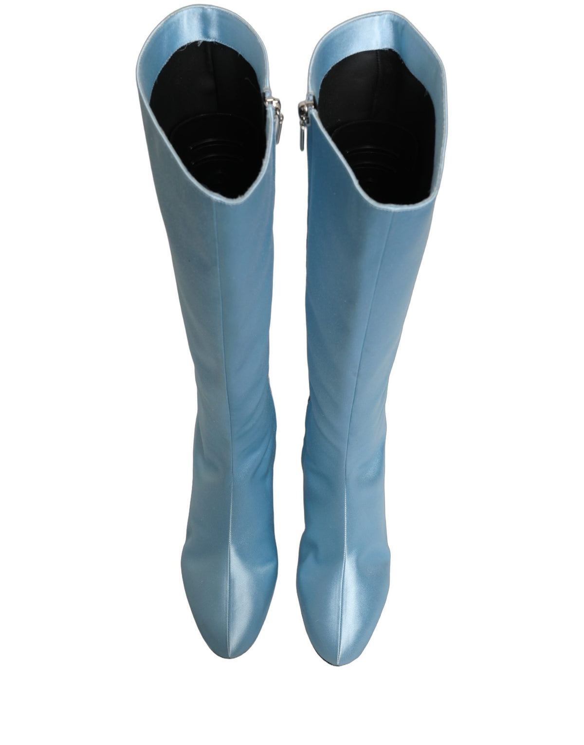 Dolce & Gabbana Light Blue Satin Knee High Boots