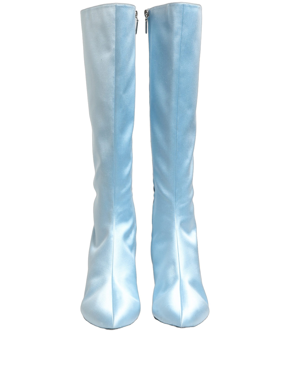 Dolce & Gabbana Light Blue Satin Knee High Boots