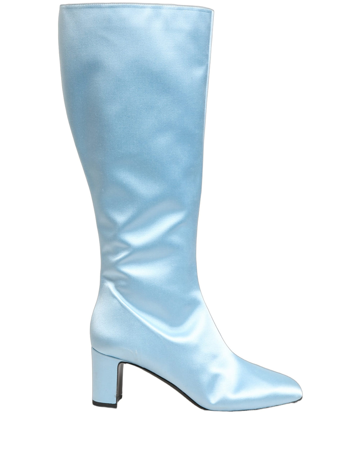 Dolce & Gabbana Light Blue Satin Knee High Boots