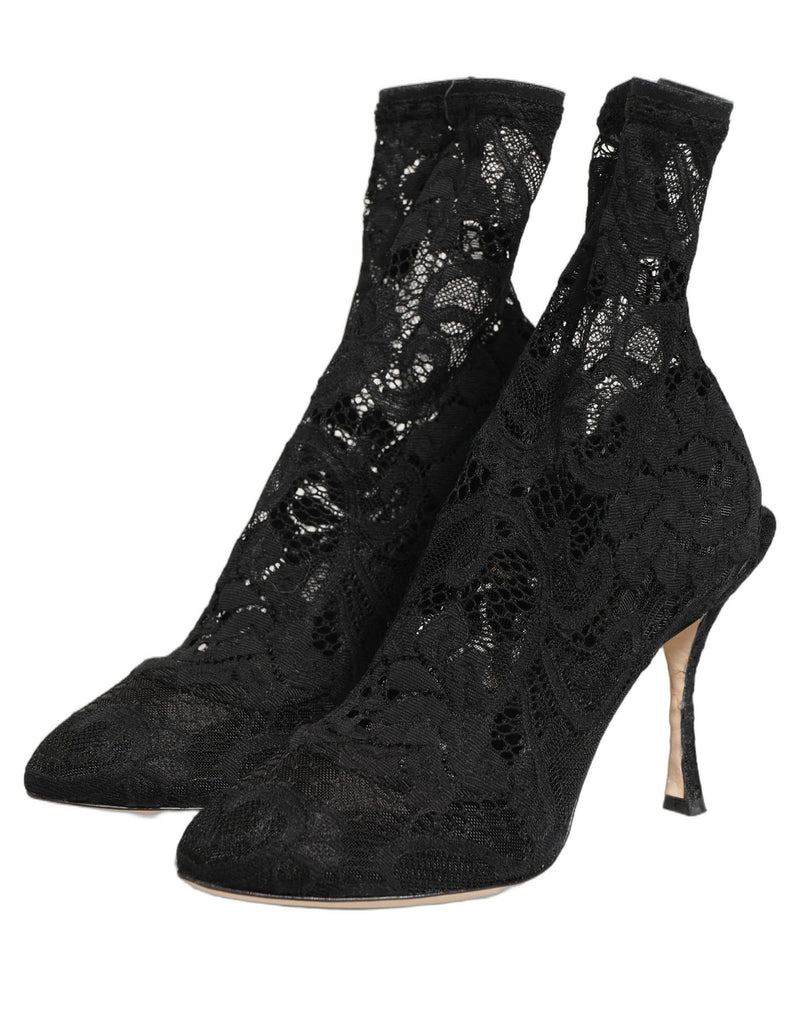 Dolce & Gabbana Taormina Lace Black Socks Boots for Women