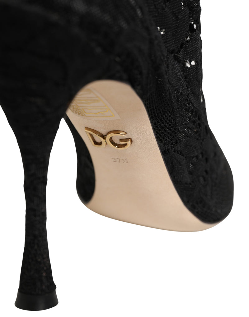 Dolce & Gabbana Taormina Lace Black Socks Boots for Women