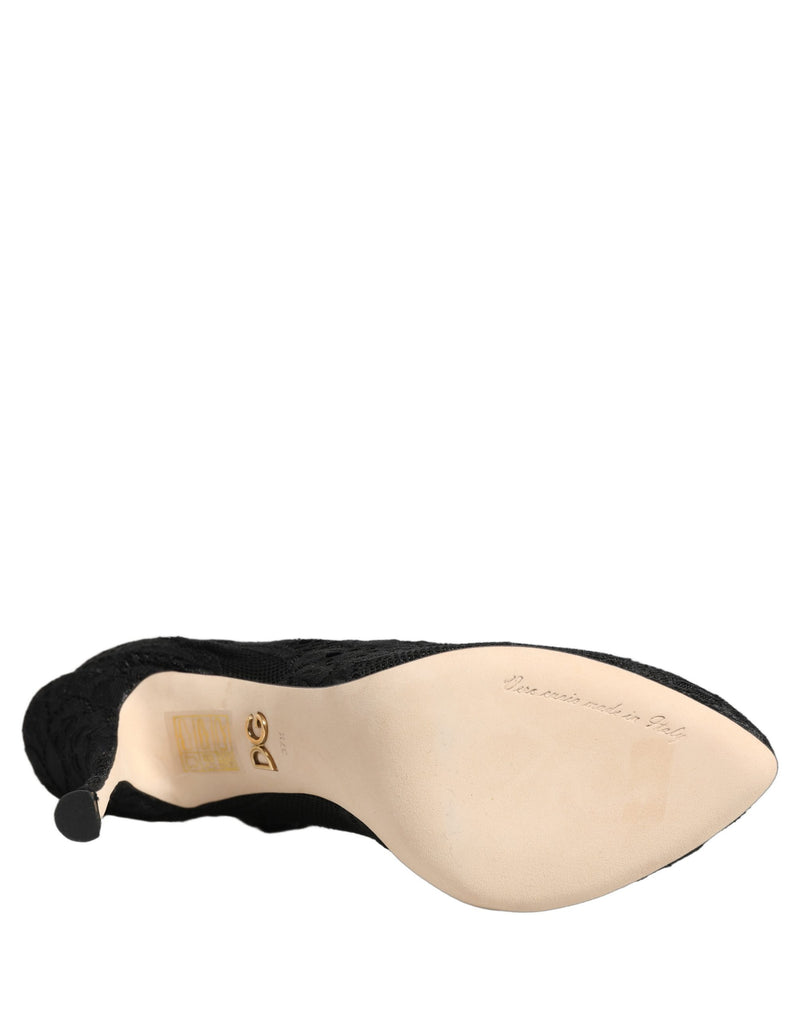 Dolce & Gabbana Taormina Lace Black Socks Boots for Women
