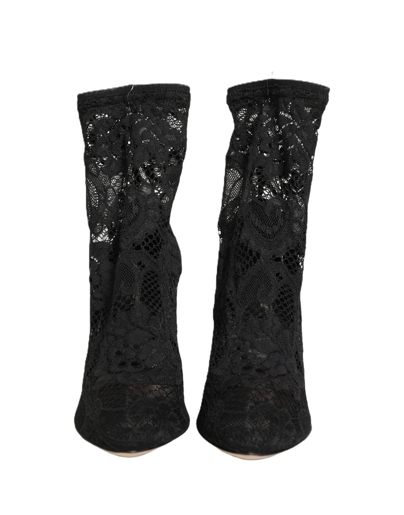 Dolce & Gabbana Taormina Lace Black Socks Boots for Women
