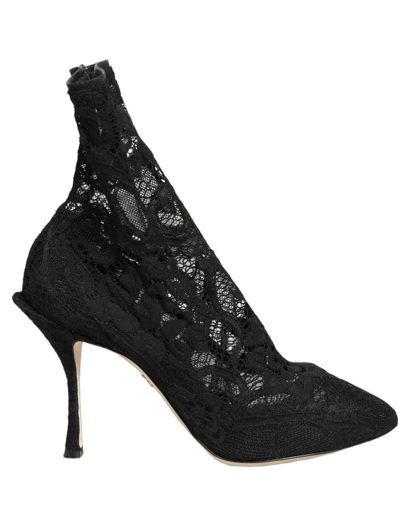 Dolce & Gabbana Taormina Lace Black Socks Boots for Women