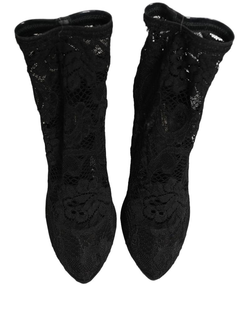 Dolce & Gabbana Taormina Lace Black Socks Boots for Women