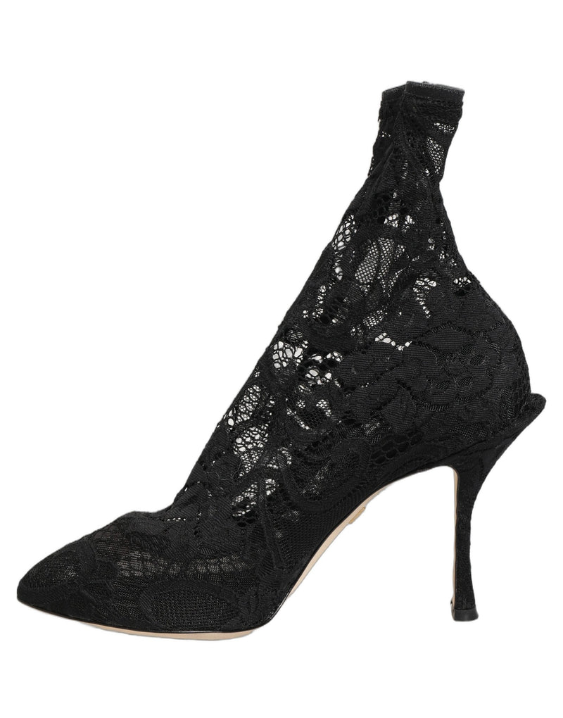 Dolce & Gabbana Taormina Lace Black Socks Boots for Women