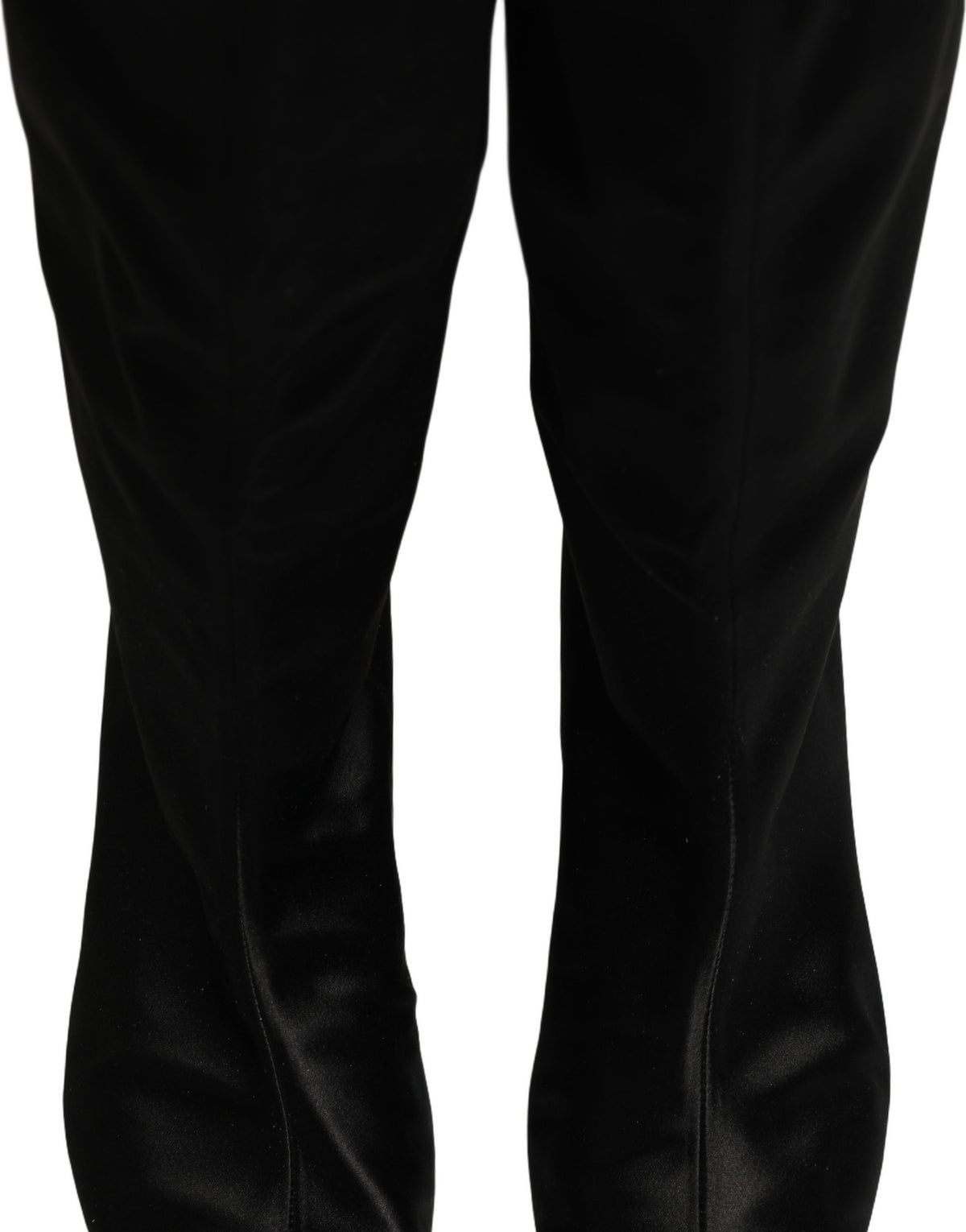 Dolce & Gabbana Black Satin Knee High Kitten Boots