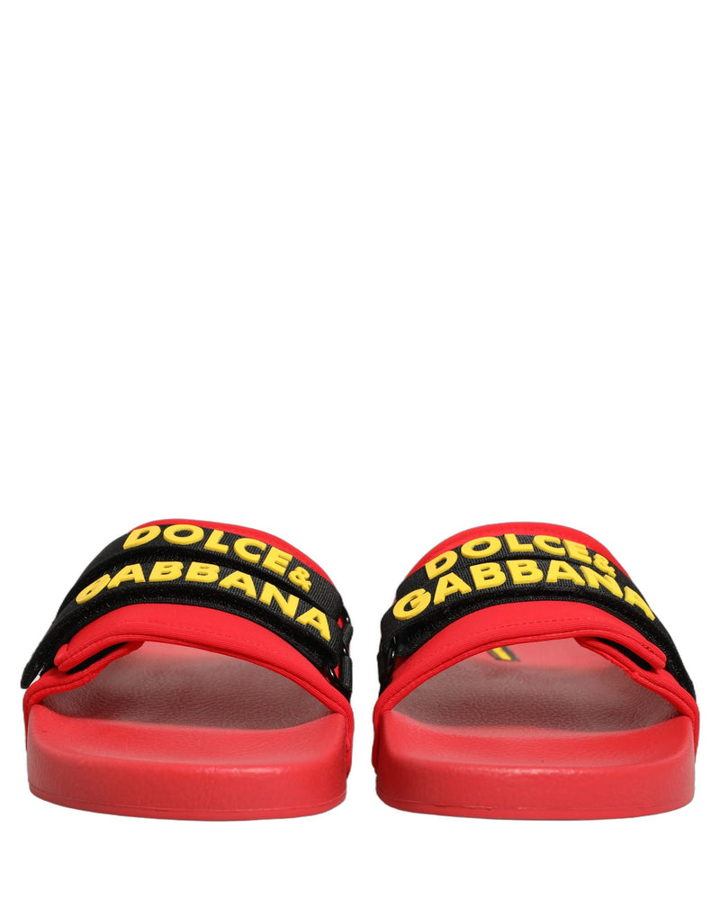 Dolce & Gabbana Red Neoprene Slides Flats for Women
