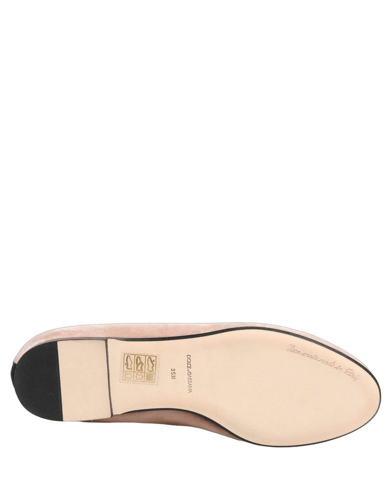 Dolce & Gabbana Pink Velvet Devotion Loafers Flats Shoes