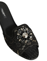 Dolce & Gabbana Black Devotion Lace Flats Slip On Shoes