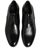 Dolce & Gabbana Black Leather Lace Up Derby Dress Shoes