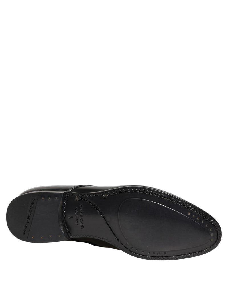Dolce & Gabbana Black Leather Lace Up Derby Dress Shoes