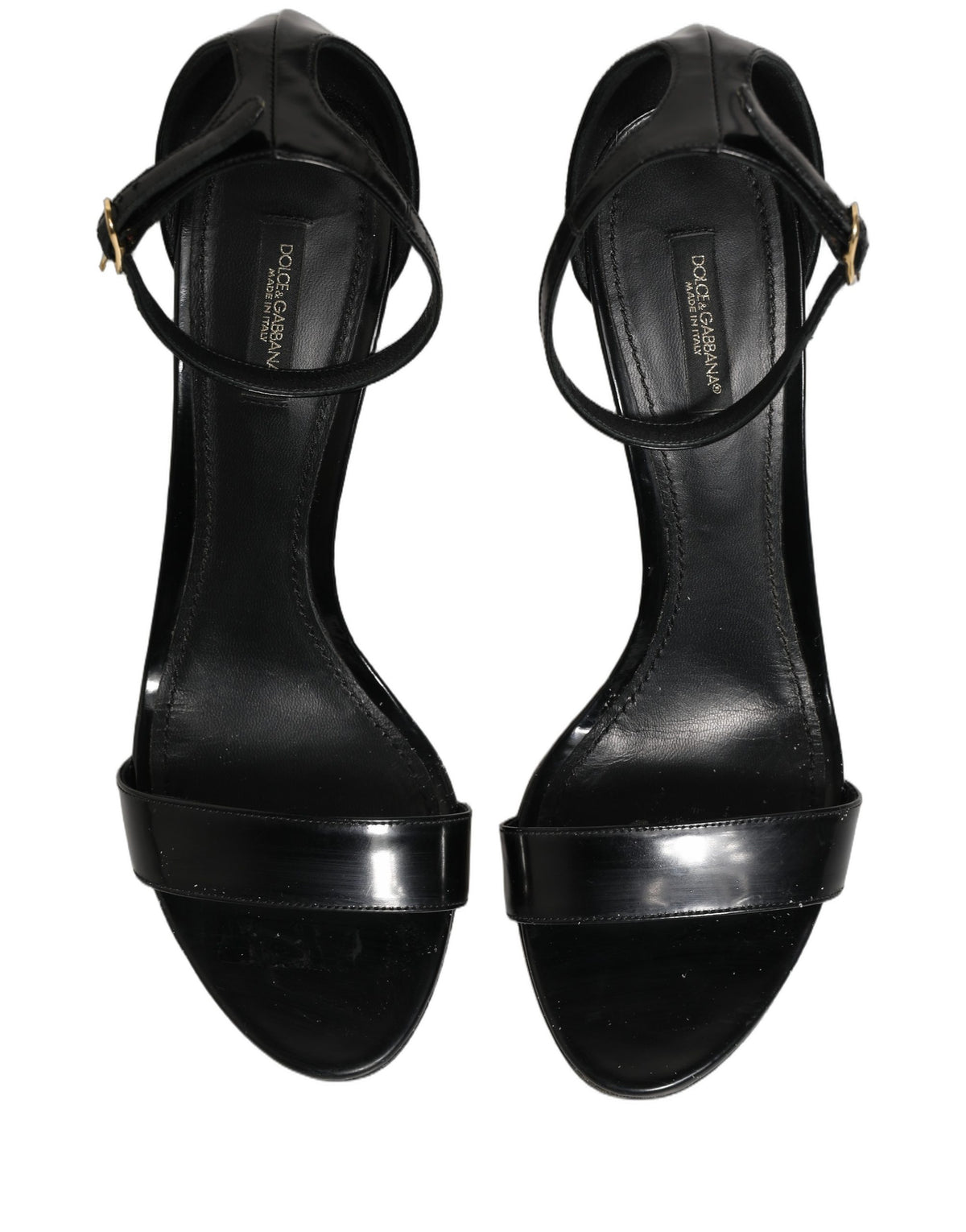 Dolce & Gabbana Black Leather Ankle Strap Heels Sandals