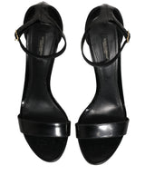 Dolce & Gabbana Black Leather Ankle Strap Heels Sandals