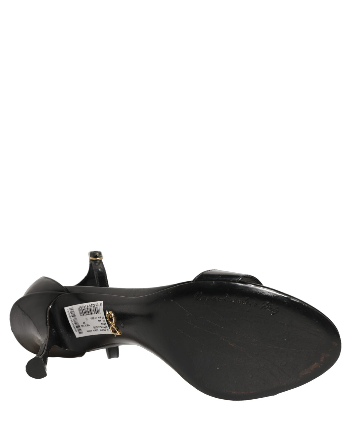 Dolce & Gabbana Black Leather Ankle Strap Heels Sandals