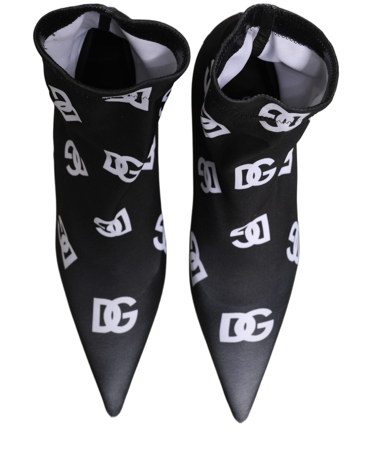 Dolce & Gabbana Black Logo Stretch Heels Ankle Boots