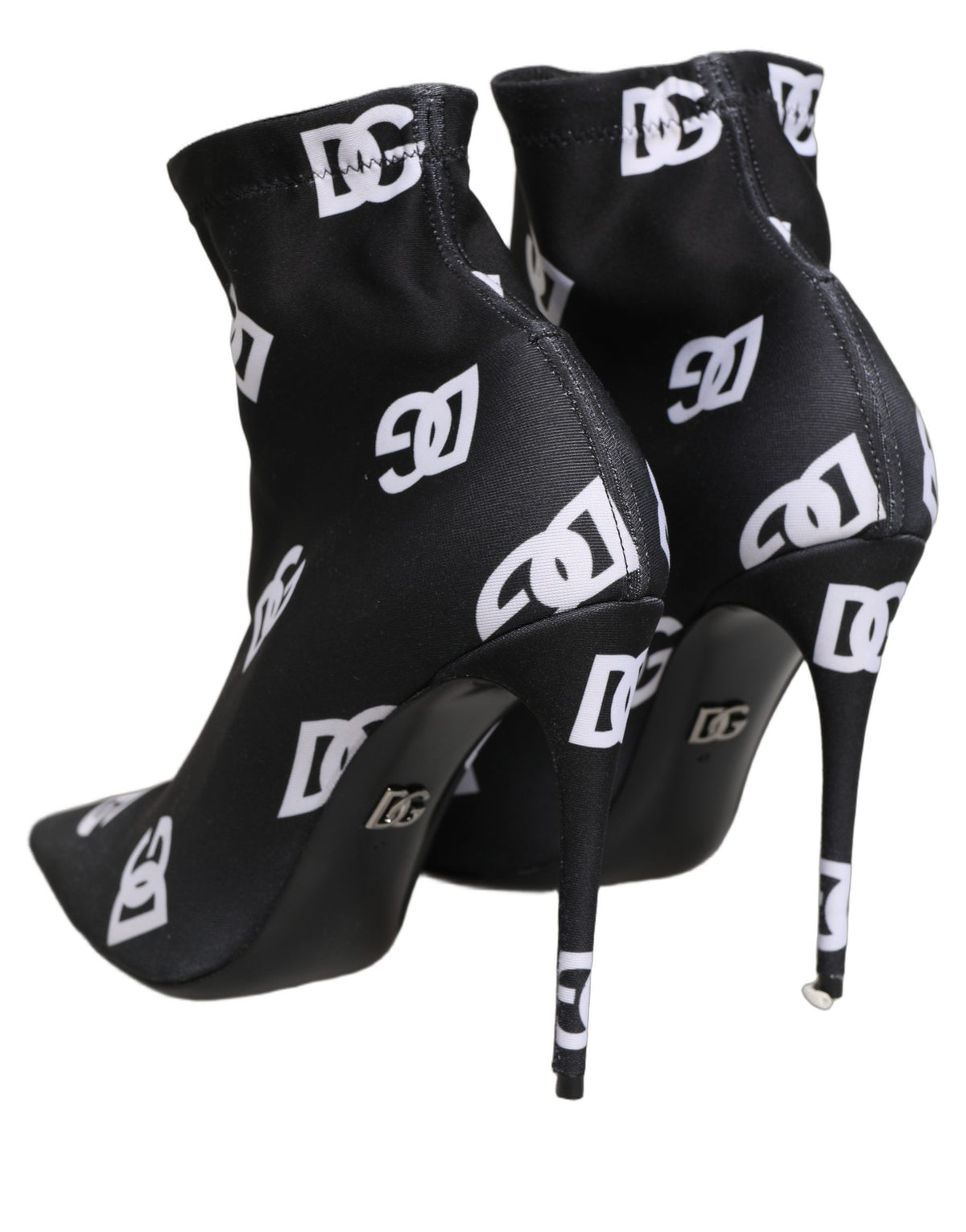 Dolce & Gabbana Black Logo Stretch Heels Ankle Boots