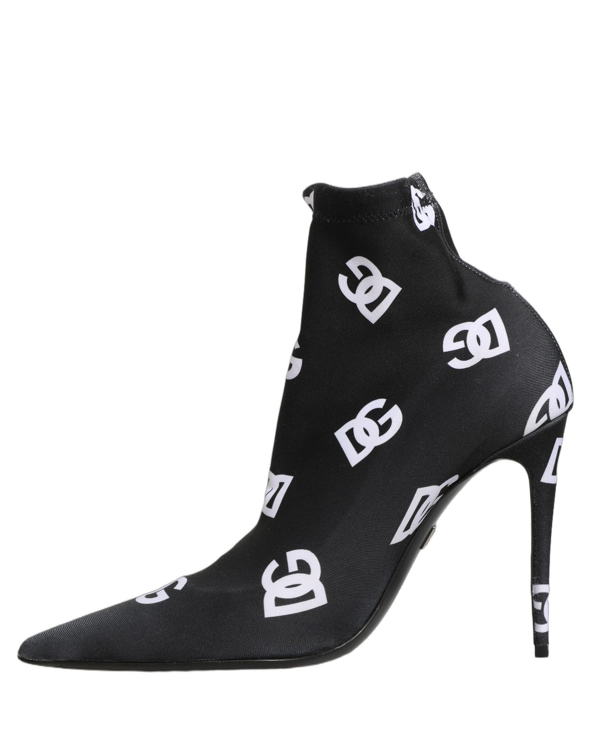 Dolce & Gabbana Black Logo Stretch Heels Ankle Boots