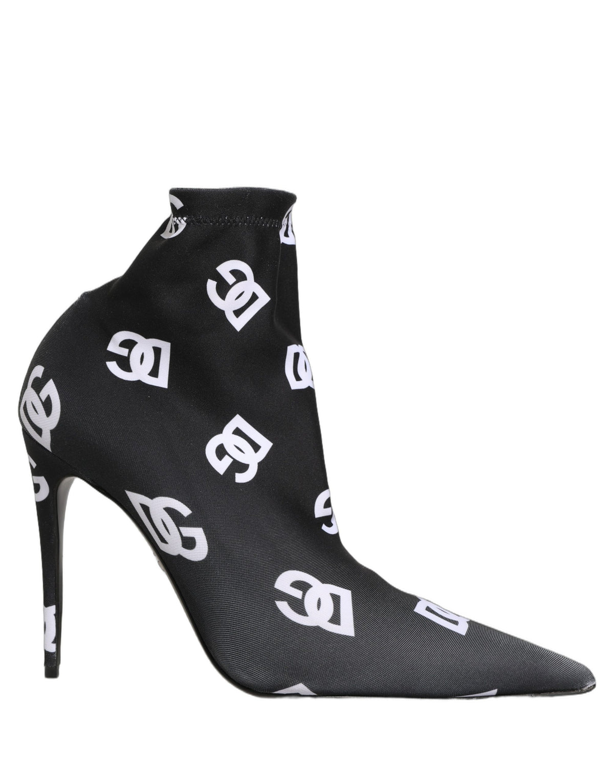 Dolce & Gabbana Black Logo Stretch Heels Ankle Boots