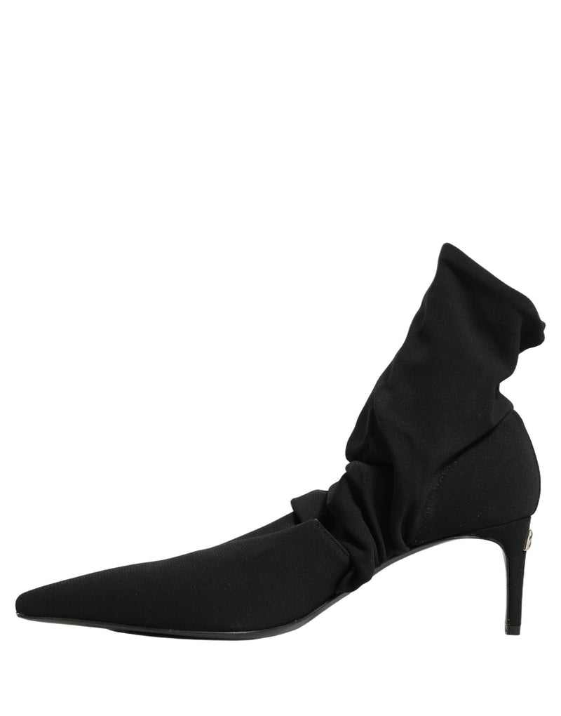 Dolce & Gabbana Black Stretch Socks Heels Ankle Boots