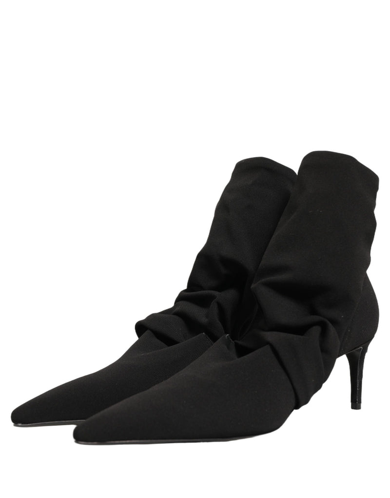 Dolce & Gabbana Black Stretch Socks Heels Ankle Boots