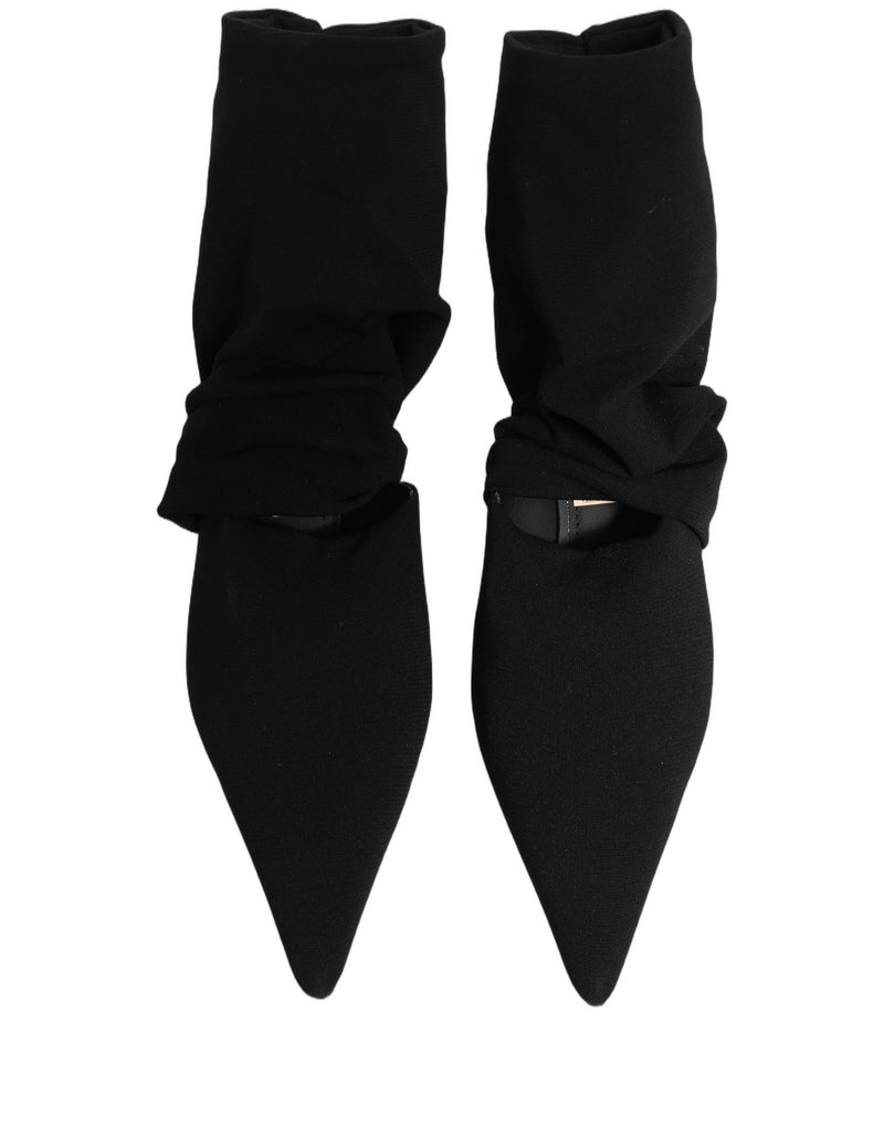 Dolce & Gabbana Black Stretch Socks Heels Ankle Boots