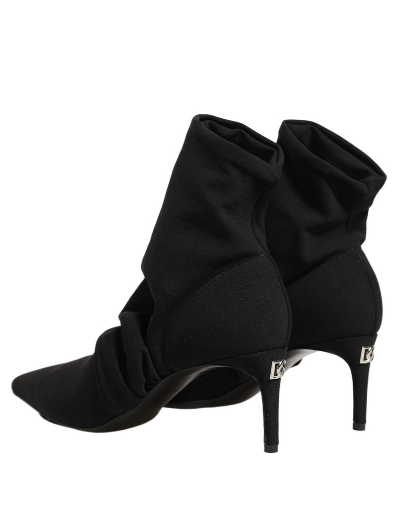 Dolce & Gabbana Black Stretch Socks Heels Ankle Boots