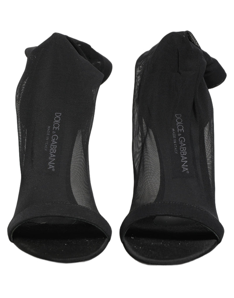 Dolce & Gabbana Black Stretch Mesh Sock Boots for Women