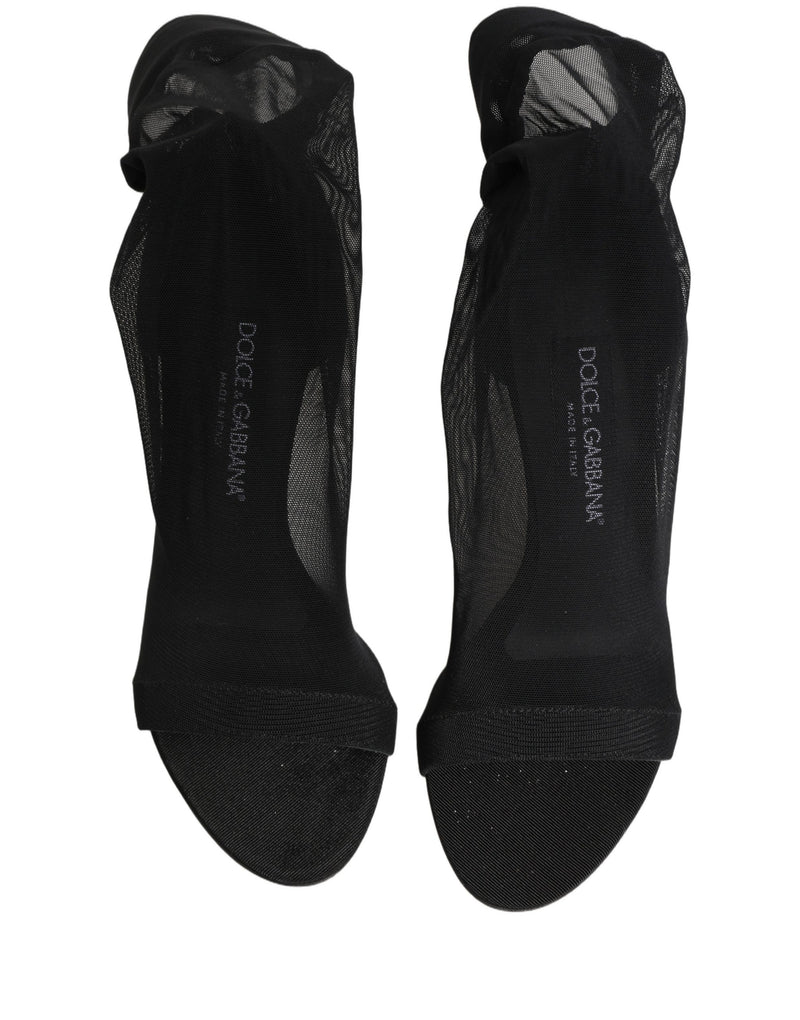 Dolce & Gabbana Black Stretch Mesh Sock Boots for Women
