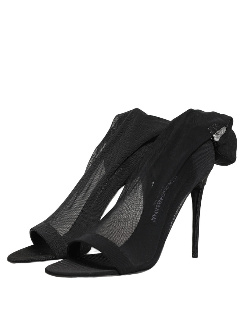 Dolce & Gabbana Black Stretch Mesh Sock Boots for Women