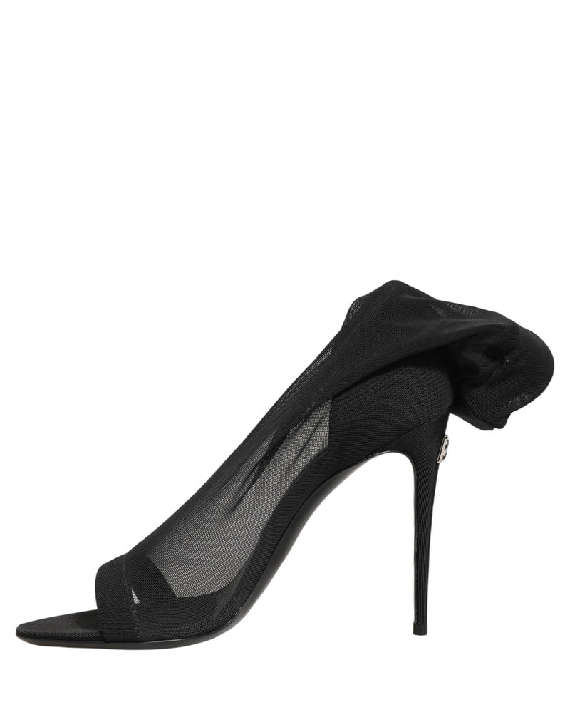 Dolce & Gabbana Black Stretch Mesh Sock Boots for Women