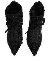 Dolce & Gabbana Black Embellished Mesh Ankle Boots