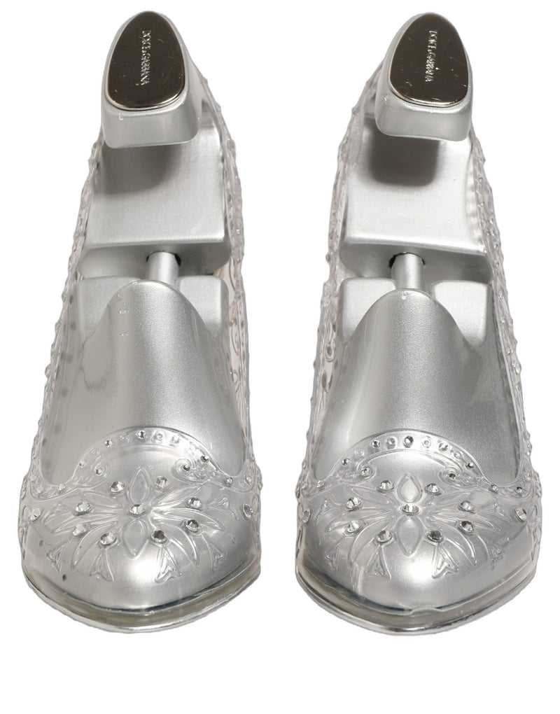 Dolce & Gabbana CINDERELLA Floral Crystal Heels - Clear