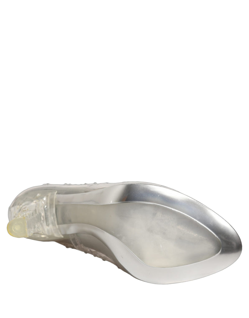 Dolce & Gabbana CINDERELLA Floral Crystal Heels - Clear