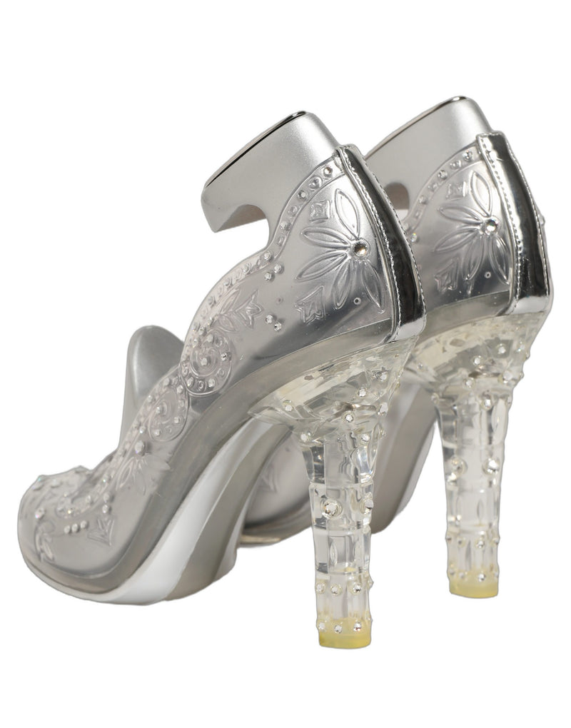 Dolce & Gabbana CINDERELLA Floral Crystal Heels - Clear