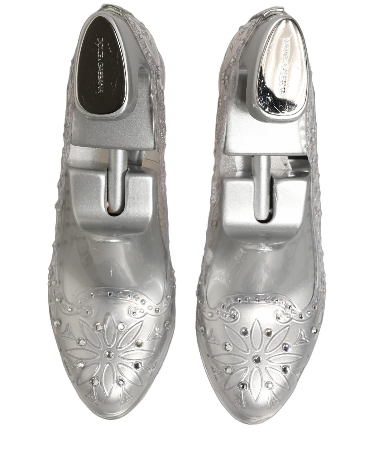 Dolce & Gabbana CINDERELLA Floral Crystal Heels - Clear
