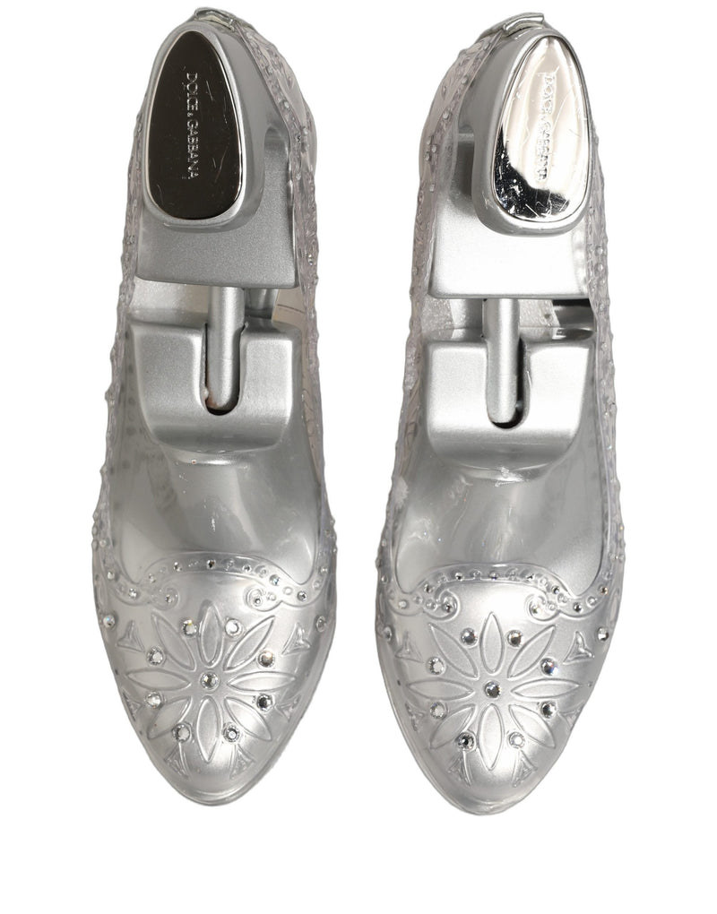 Dolce & Gabbana CINDERELLA Floral Crystal Heels - Clear