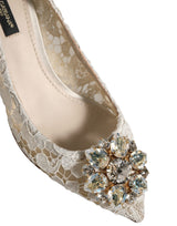 Dolce & Gabbana White Taormina Lace Crystal Pumps