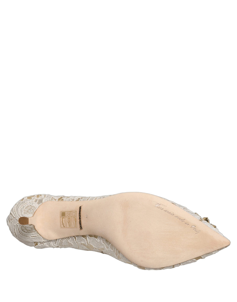 Dolce & Gabbana White Taormina Lace Crystal Pumps